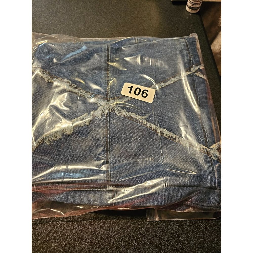 Super Rare Free People Tyler Pieced Denim Fray 13" Wide Flare Jeans Size 30 EUC - Picture 14 of 14